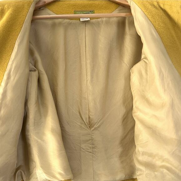Itala Testino Luxury Baby Alpaca Wool Designer Coat Jacket Mustard Yellow Small - Picture 8 of 10